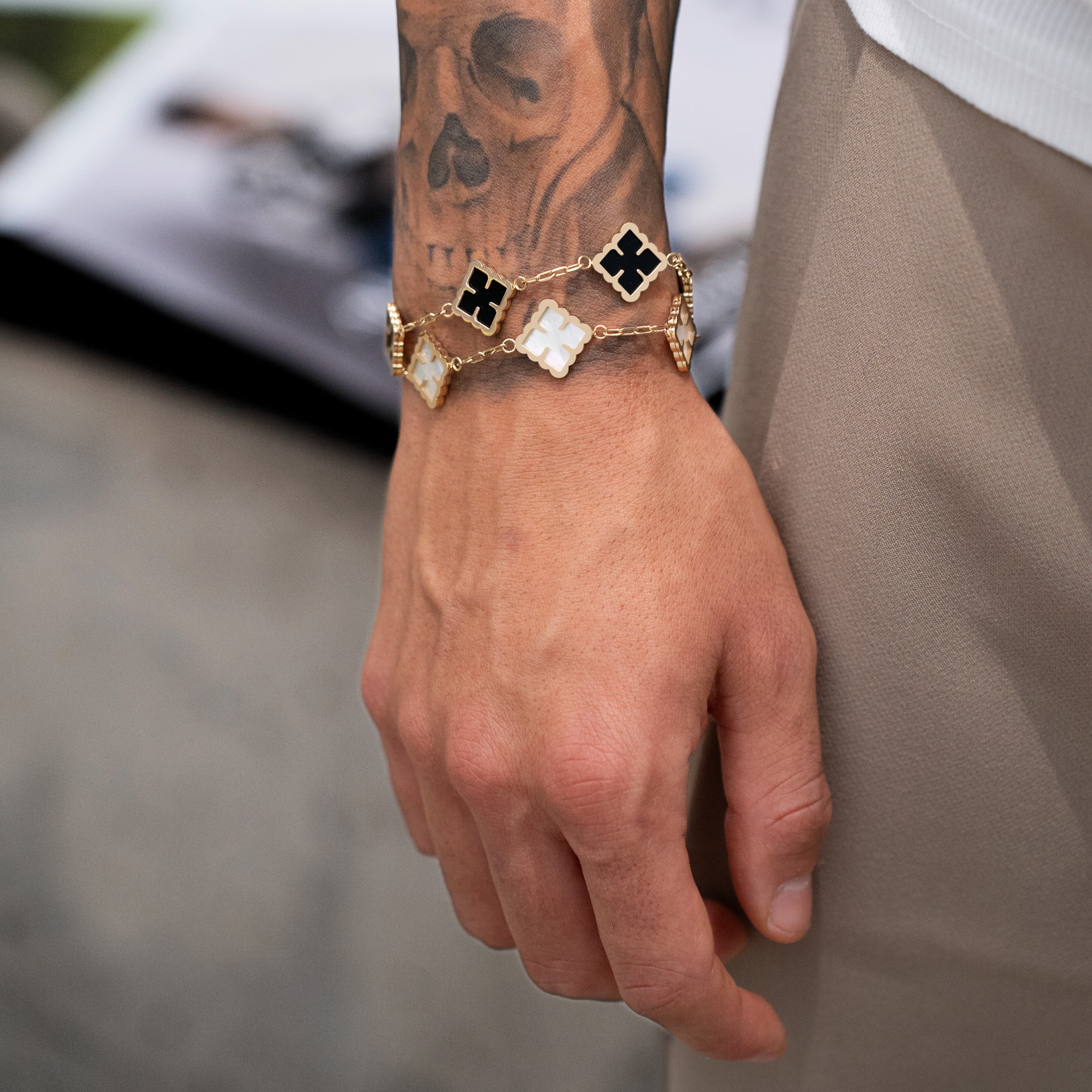 Clover Bracelet Schwarz (Gold)
