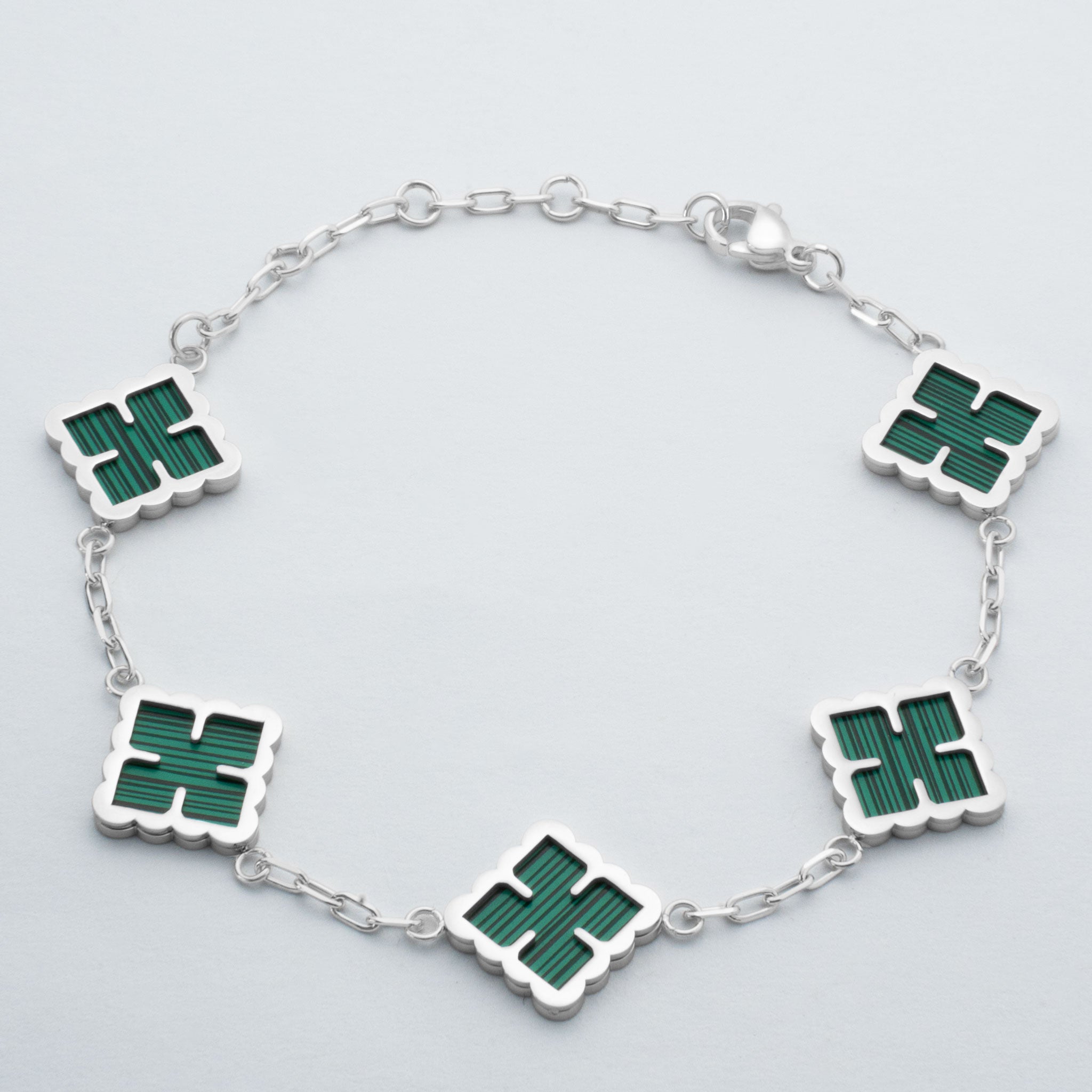Clover Bracelet Grün (Silber)