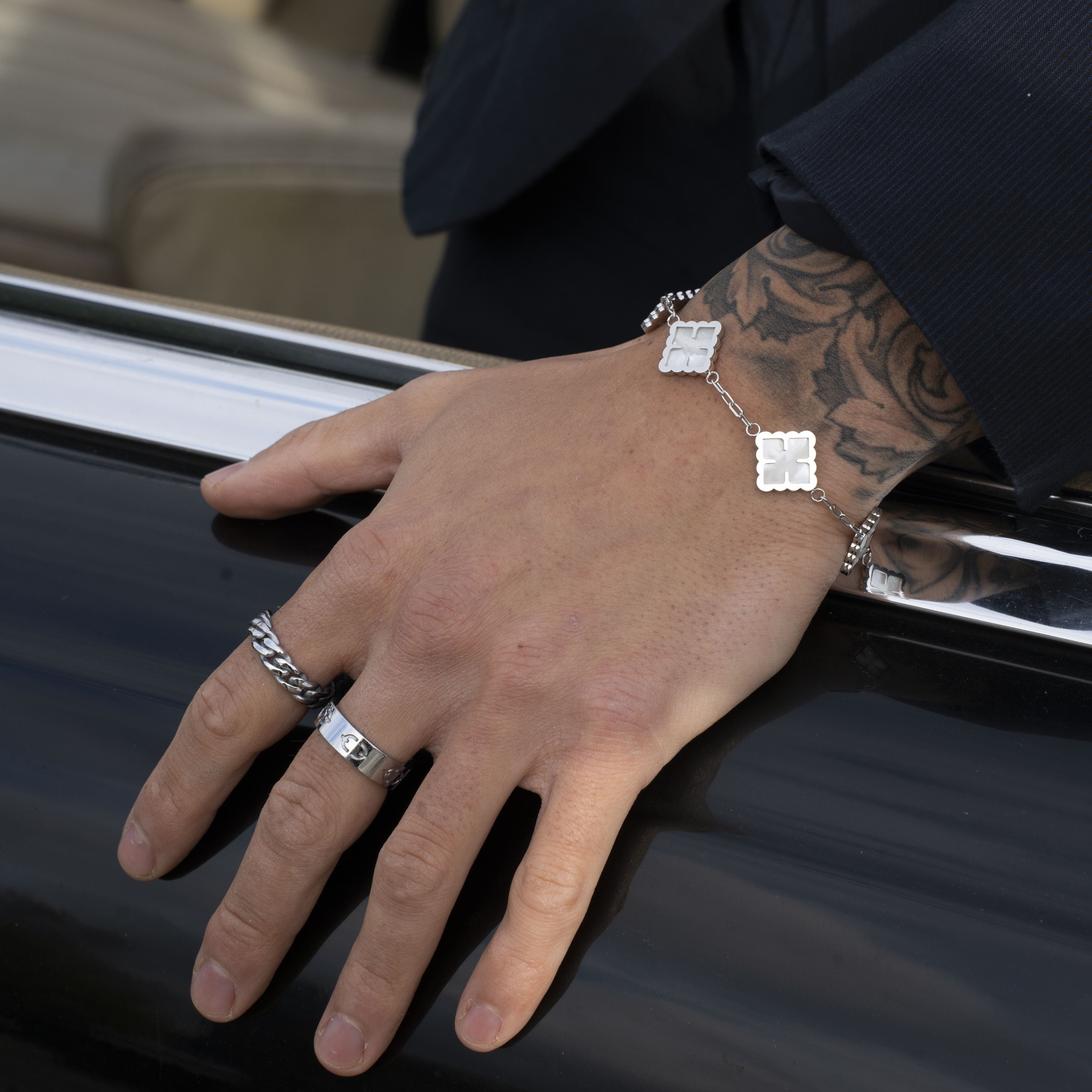 Clover Bracelet Perlmutt Weiß (Silber)