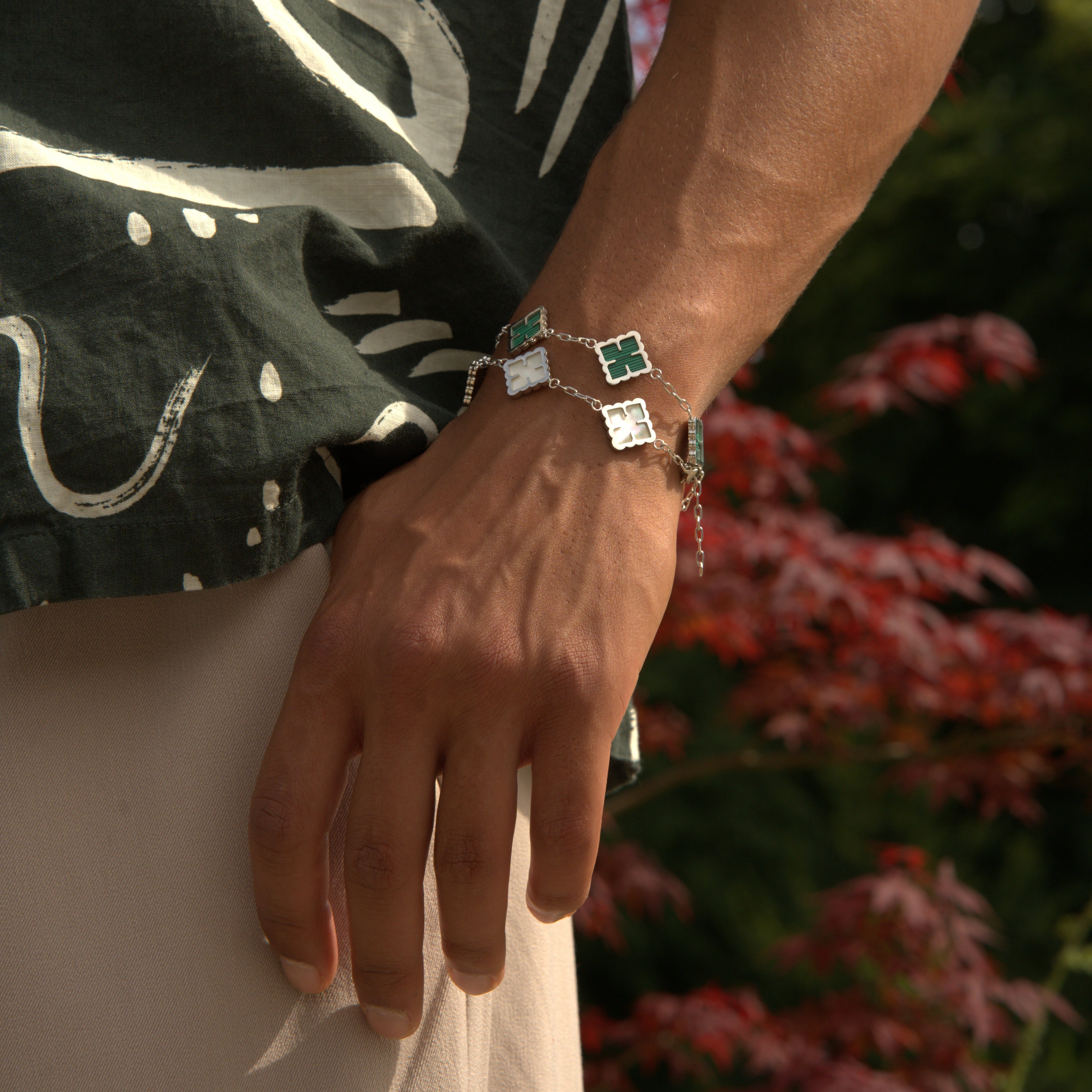 Clover Bracelet Grün (Silber)