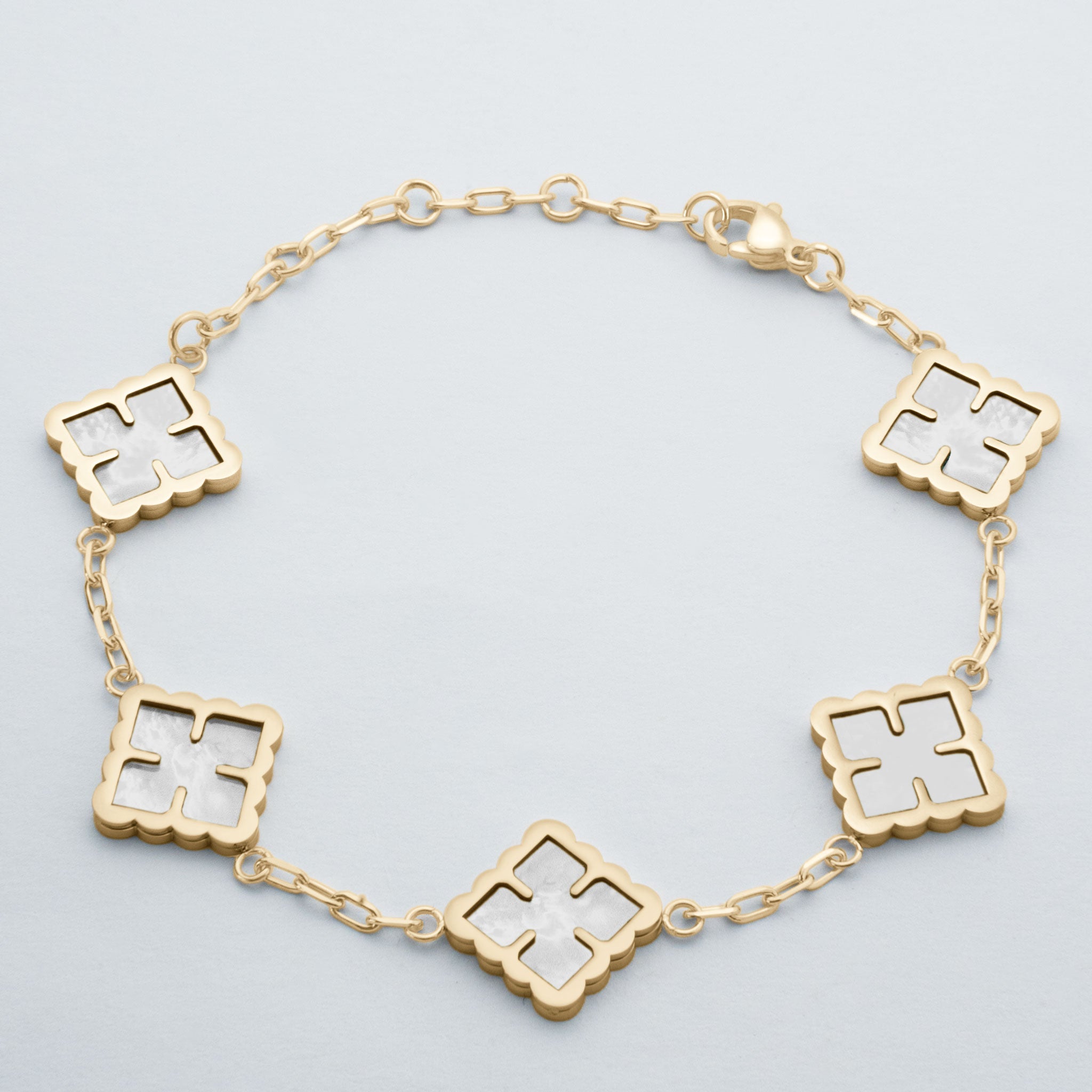 Clover Bracelet Perlmutt Weiß (Gold)