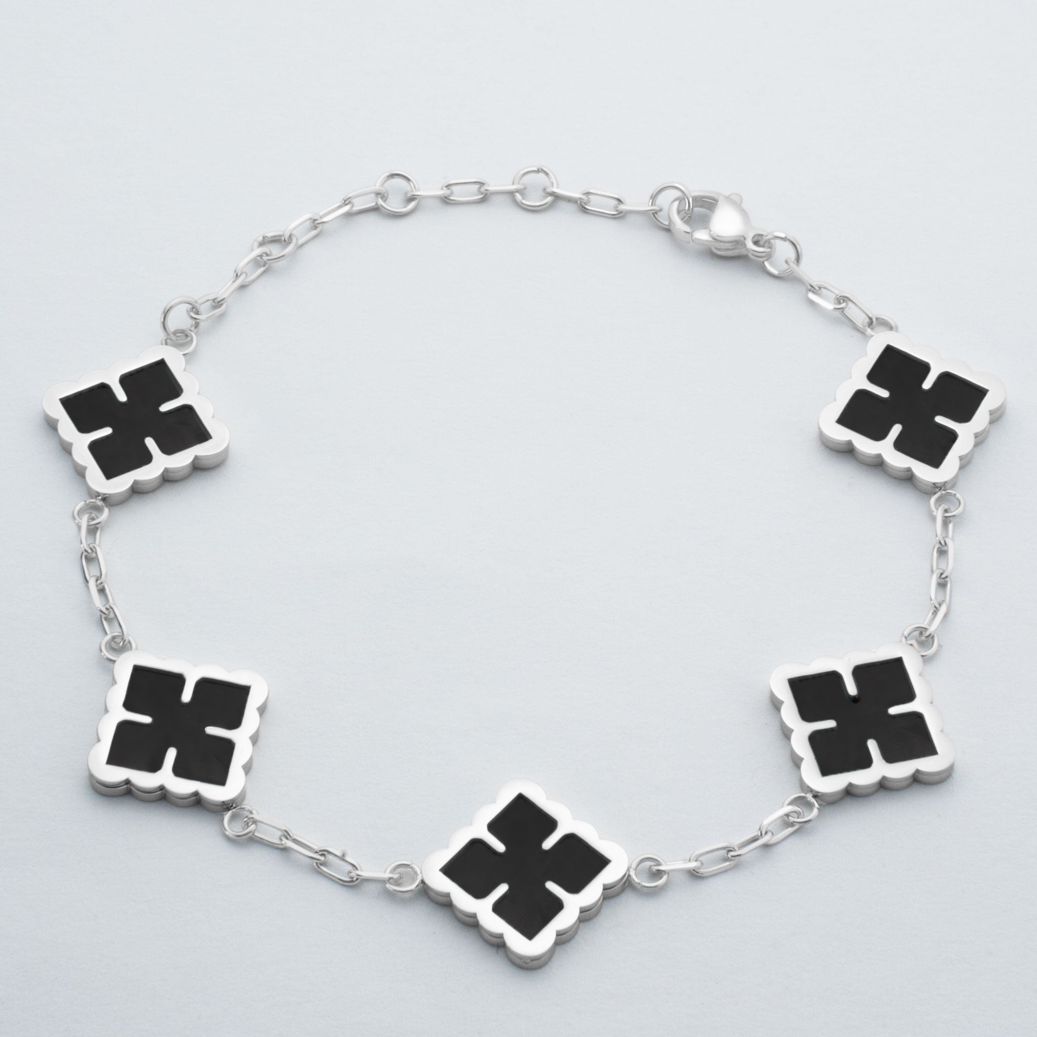 Clover Bracelet Schwarz (Silber)