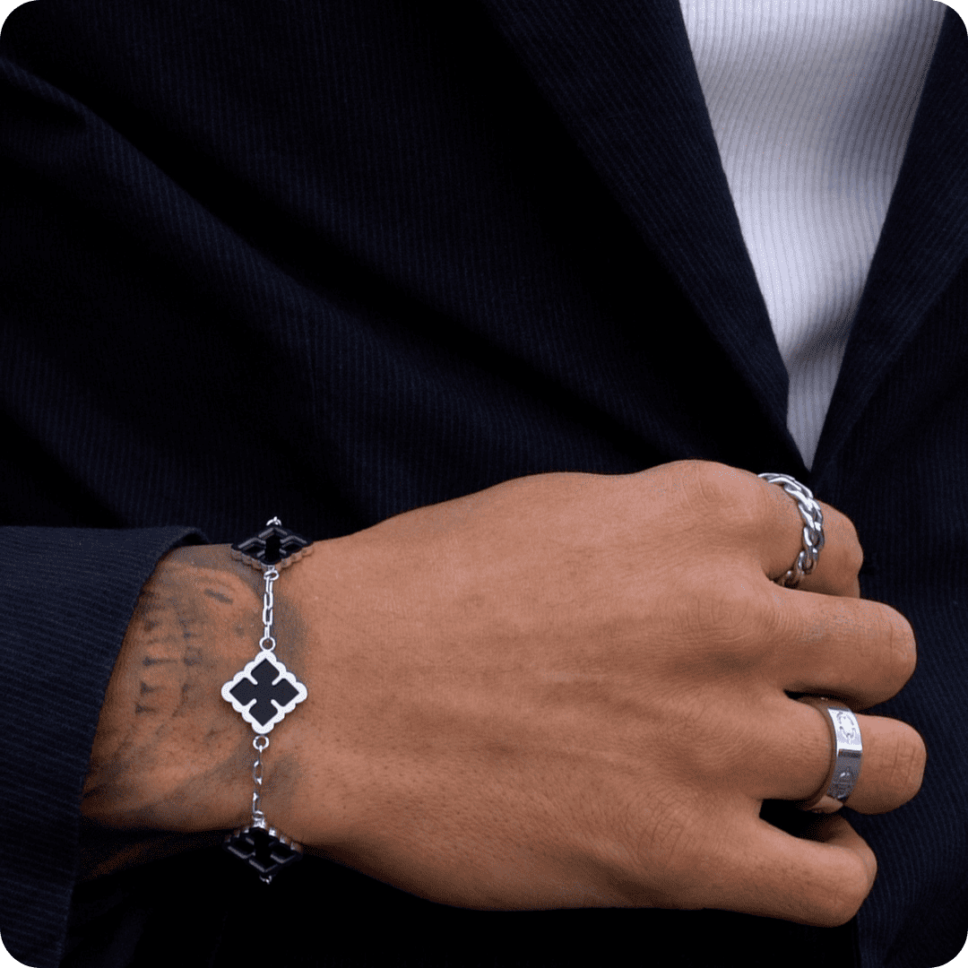Clover Bracelet Schwarz (Silber)